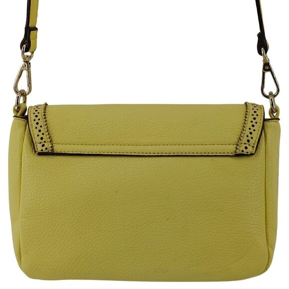CHARMING CHARLIE Bright Yellow Faux Pebble Leather Messenger Crossbody - Picture 2 of 8